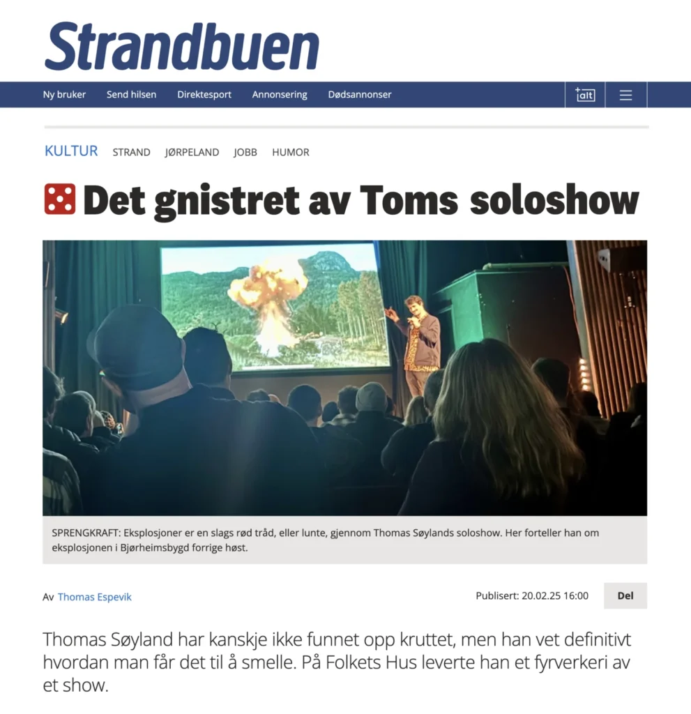 Strandbuen-anmeldelse-av-tom-soyler-soloshow-folkets-hus-jørpeland
